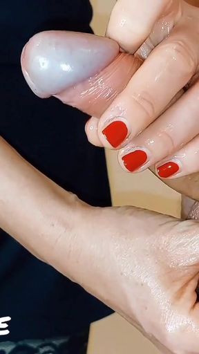 Captivating moment from "Demonstration Edging His Sensitive Glans For 20 Minutes From 3 Angles. Lucky Guy! (Milking-time)"