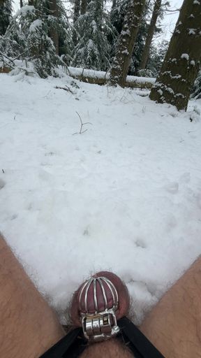 snow pissing chastity cage