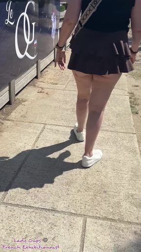 Exhibition in Micro Skirt in Public and Anal Plug