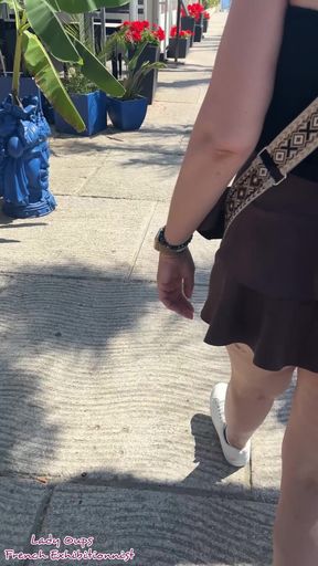 Exhibition in Micro Skirt in Public and Anal Plug