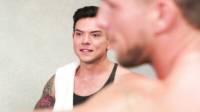 Jock seduced stud with a massage before oral and fucking