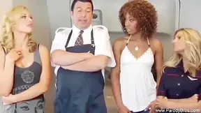 Airline Fuck With Horny Flight Attendants In Flight Fuck