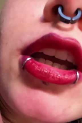 Sticky Kisses Red Lipstick All Over His Chest