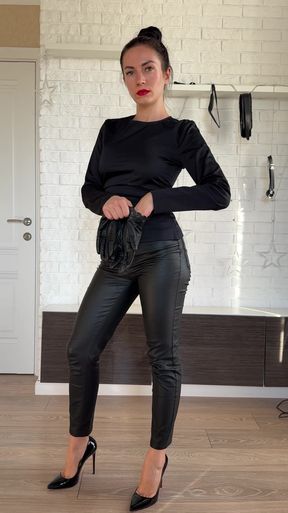 Leather Mistress Makes You Obey Her Middle Finger