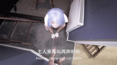 Master locked me in the dog cage and made me beg for his cock
