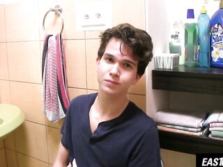 Gorgeous cute czech hunk stroking large knob