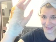 CHATURBATE BLONDE CAM GIRL SHOWS HER BANDAGE