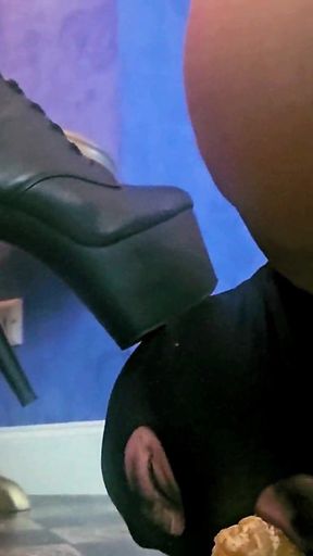 Stina Stone Femdom Spitting Food Crushing Feeding by German Mistress in Leather Gloves Part 1