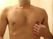 【元サッカー部の既婚男子】風呂場で大好きな乳首を触りながら大量射精