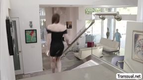 Horny Slut TS Natalie Mars enjoys anal in the couch
