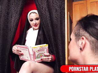 Breasty Nun Leya Falcon Rides Hawt Sweetheart Kali Danes' Large Toys!