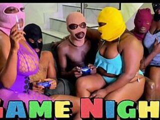 #ThrowBack 2022 GAME NIGHT : FIFA Soccer Fuckfest At The Mansion With 3 (three) Ebony Curvy Black Teens Banging 3 BBCs - Spunk fountain & Squirting On Premium