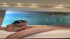 Petite brunette Olivia Quinn gives a sweaty sucking and shows off her round butt