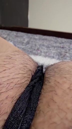 Gets aroused by doing cameltoe in her big pussy   Clip 1