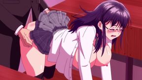 Horny &amp; Busty Brunette Teacher Get Fucked At School - Hentai