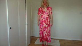 Taking my dress off in pink panties and high heels