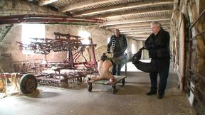 She Is Tied up on the Trolley and Operated with Steel Nails and Chain Wheel
