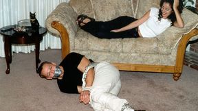 Karel Is A Big Headed Escape Artist Who Challenges Roxanne Chadwick To Bind And Gag Him!