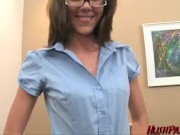 Katie Angel takes an 11 inch white dick in her MILF pussy!