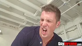 Hunk Catches Stud Messing With A Bottle Inside And Fistfucks Him