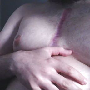 Chubby guy playing on webcam and cumming on his belly