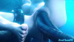 Tifa gets fucked underwater by multiple tentacles
