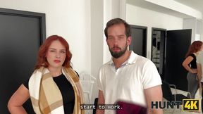 HUNT4K  Redhead freckled babe is fucking in front of her BF