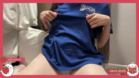 Latina girl with fair skin exposes her natural small tits on homemade