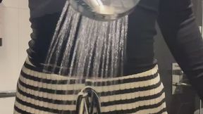 black and white striped in shower