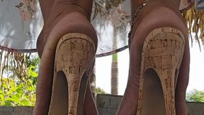 Balbina Big Feet Queen modeling her sexy Kiara Mule Heels