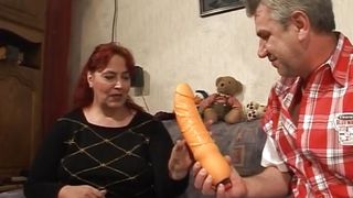 A chubby lady from Germany gets her twat smashed in the living room