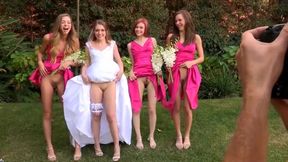 Young Bride And Her Bridesmaids Show Their Pussies
