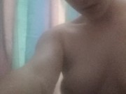 FTM TWINK PLAYS WITH HARD COCK IN THE SHOWER