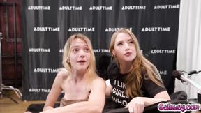 ”Two beautiful & horny ladies Kenna James & Octavia Red alone on set”