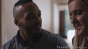 Trans Kayleigh Coxx moans as Dillon Diaz stretches her tight holes