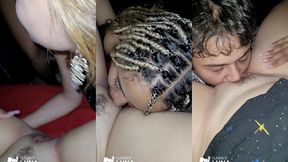 lesbica dando a bucetinha apertada pro dotado na casa de swing! putaria com tres novinhas safadas!
