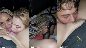 lesbica dando a bucetinha apertada pro dotado na casa de swing! putaria com tres novinhas safadas!