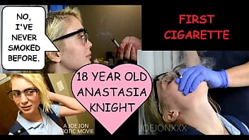 18 year old student Anastasia Knight cigarette for the first time with her math teacher &quot_No, I&#039_ve never d before.&quot_ Coughs when her virgin lungs inhale