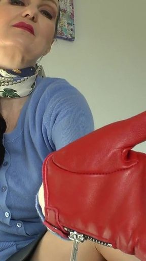 Today Is Your Cum Day! Sniffing Red Leather Gloves, Lady Victoria Valente