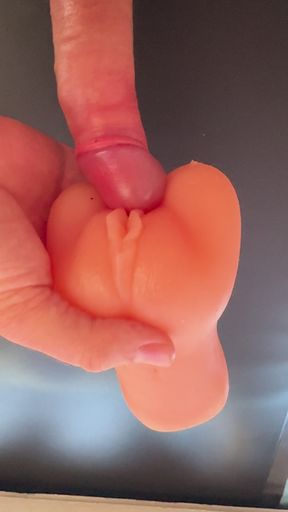 Fucking pussy toy and cum inside creampie