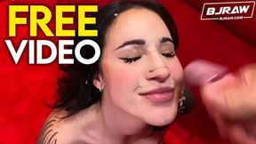 Raw, uncut cock&#x1F32D; pounding deep into Demi Morgan's throat for a messy BJ