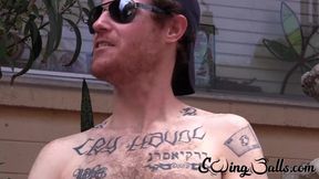 Josh drops his black boxer briefs to show off his impressive dick and hairy crotch
