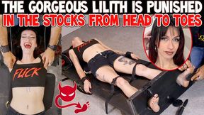 THE GORGEOUS LILITH IS PUNISHED IN THE STOCKS FROM HEAD TO TOES - HD WMV