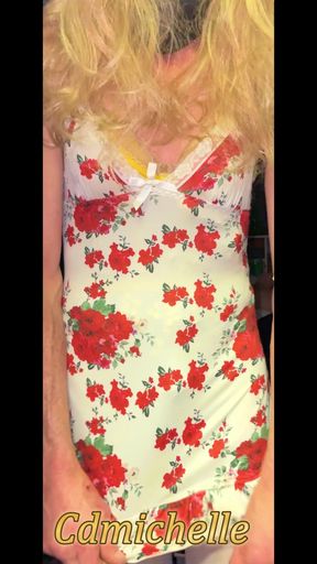 Cdmichelle Wearing White Dress with Yellow Onepiece Bodysute