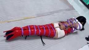 Chinese girls wear 18 cm ballet boots, are bound to the limit with belts, have difficulty breathing, and have deep throat mouth plugs