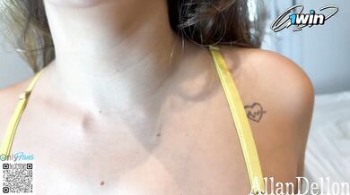 18yo Brazilian Slut Gags on BF Friend Huge Cock Sloppy BJ Eye Fuck