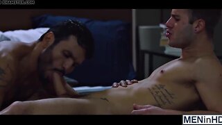 Massive cocked haired lad smashing appealing jock in manny poses