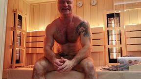 Sweaty Muscle Stud Sauna Solo: Relaxed Jerk off & Hairy Body Worship