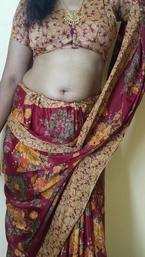 Red color saree cheating Housewife 1