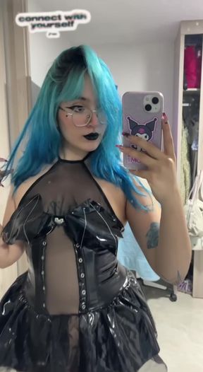 Slim young adult model stands professionally in futuristic fashion
